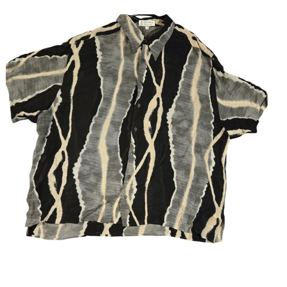 Libia Lanza Italy Button Down Women's Sheer Blouse Striped Sheer Size 3X Plus